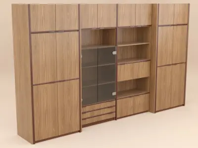 wooden cabinet set 3D model
