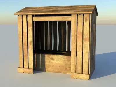 Outhouse wooden Low-poly 3D model