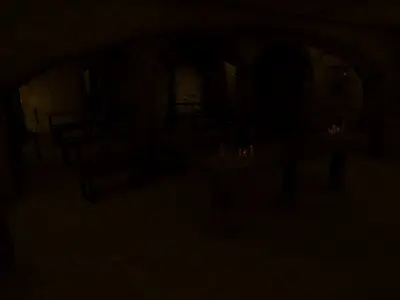 Temple with cemetery and interior Low-poly 3D model