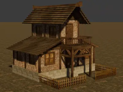 Medieval house ten 11 Low-poly 3D model