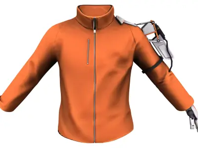 Male Orange Cyberpunk Jacket Coat Low-poly 3D model