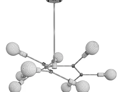 LEGYI modern brass chandelier with clear glass balls Low-poly 3D model