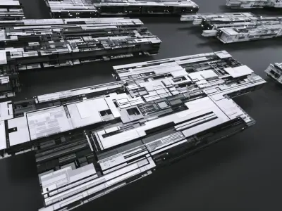 Tech Greebles set 2 Low-poly 3D model