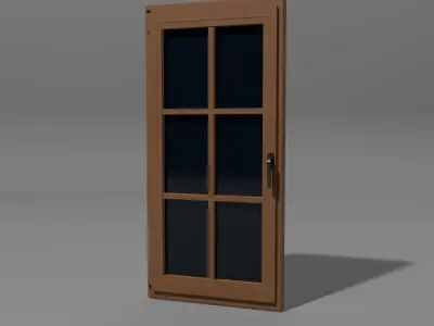 Single-Door Wooden  realistic window model Free 3D model