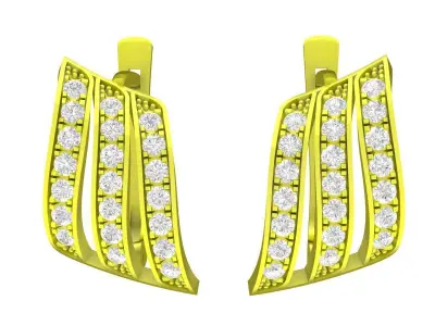 Curved Multi Row Diamond Lever Back Earrings 3D Model 6086 3D print model