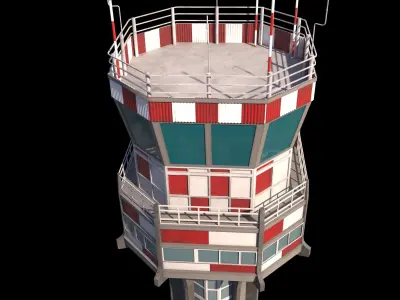 palermo airport traffic control tower Low-poly 3D model