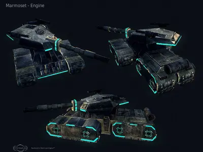 Sci Fi Tanks Low-poly 3D model