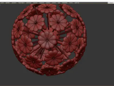 Glass Flowers Sputnik Chandelier D 32 Low-poly 3D model