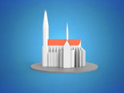 The Church of the Vow Votivkirche Wien Low-poly 3D model