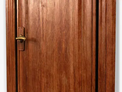 Door0049 wooden door on wall 3D model