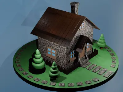 HOUSES  4 models 3D simple design  Low-poly 3D model