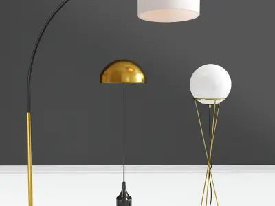 Solid Glass Globe Floor Lamp 3D model