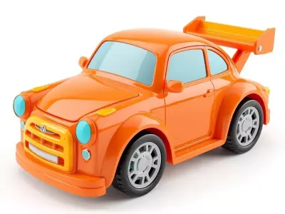Orange Toy Sports Car 3D Model Low-poly 3D model