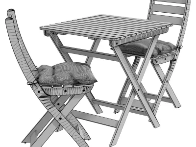 ASKHOLMEN Table 2 chairs  outdoor with cushion 3D model