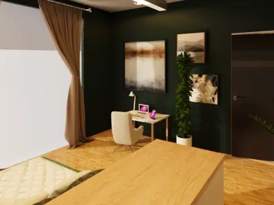 GREEN AND WHITE MODERN MATER BEDROOM Free 3D model