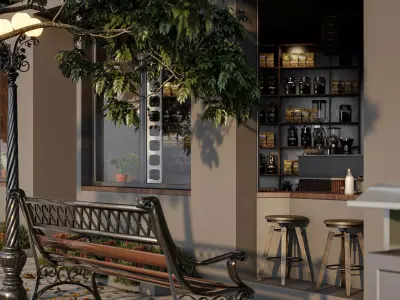 coffee shop  interior  3D model