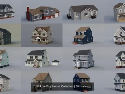 30 Low-Poly House Collection 3D Model Pack