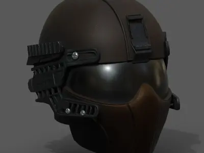 Helmet scifi military combat cyborg armor develop fantasy  Low-poly 3D model