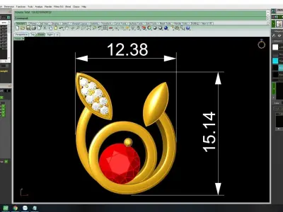 Modern Leaf Inspired Pendant with Round Center Gemstone 1883 3D print model