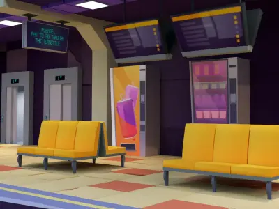 Low Poly Subway Station Blender Model  Game-Ready Low-poly 3D model