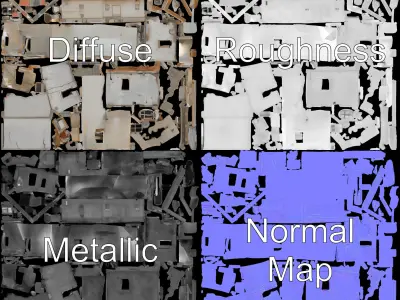 Abandoned House Model Pack with Realistic Textures Low-poly 3D model