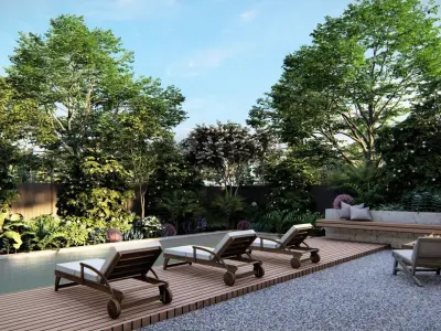 3D Exterior Scene 3D model design garden and landscape 3D model