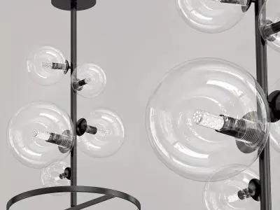 IONA B modern chandelier with glass bubbles hanging from it 3D model