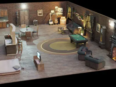 Modular apartment scene interior  3D model