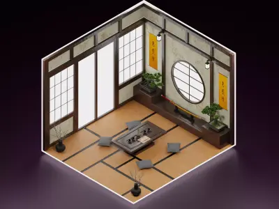 japanese room 3D model purchase