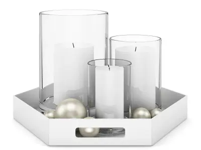 White Candles Set 3D model
