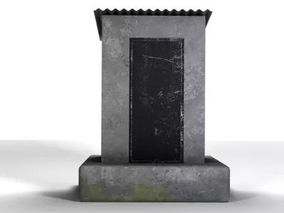 Old style traditional concrete outdoor toilet Low-poly 3D model