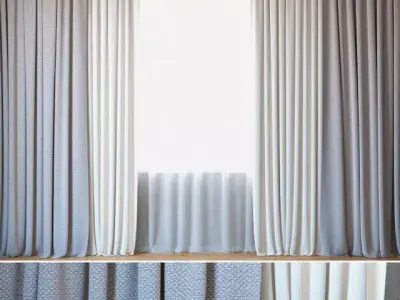 Curtains 77 Curtains with Tulle ROHI Credo 3D model