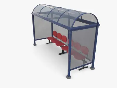 Bus stop V2 Low-poly 3D model