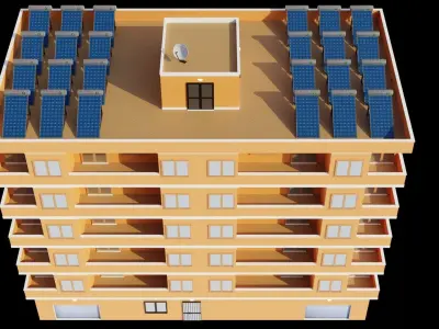 Residential city building Low-poly 3D model