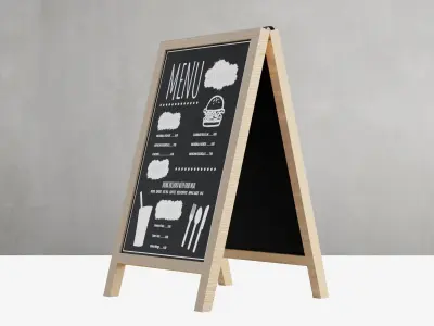 Cafe Bar Menu Stand Low-poly 3D model
