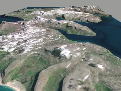 Mountain landscape Hodnstrandir Iceland 3D model