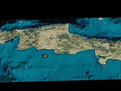 Crete island full 3d model terrain Low-poly 3D model