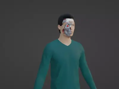 Cyborg Character- Robot Man Low-poly 3D model