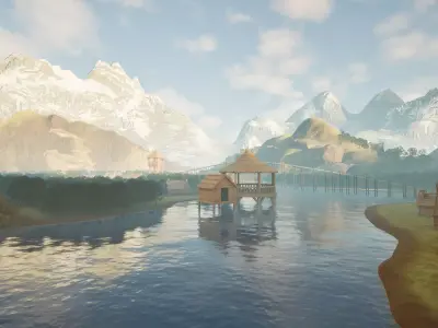 Viking Settlement Environment UE5 Low-poly 3D model