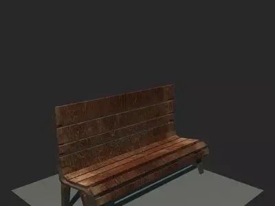 Bench wooden Free low-poly 3D model