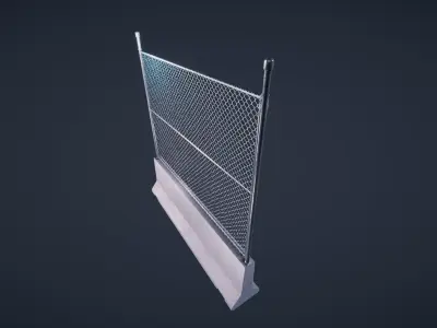 Jersey Concrete Barrier with fence Low-poly 3D model