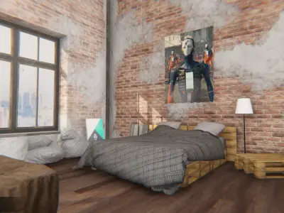 loft - modular interior Low-poly 3D model