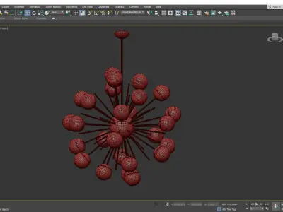  Brass Sputnik Chandelier with Lilac Low-poly 3D model