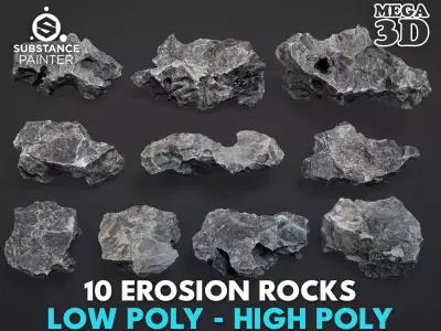 10 Erosion Rocks - High Poly - 231117 3D model