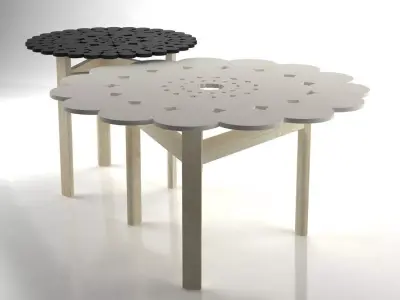 Fergana two side tables with flower on top 3D model