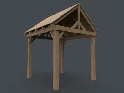 PBR Wooden Pergola Gazebo C1 Low-poly 3D model