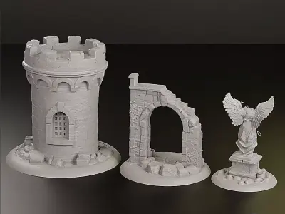  Ancient Ruins Set 2 - Pre-supported STL 3D print model
