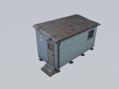 Forest Hut Blue Low-poly 3D model