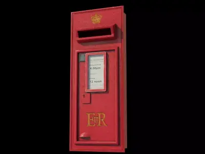 Red post office box Low-poly 3D model