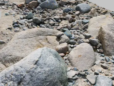 River Stone Pebbles Sand Rocks Scan PBR Low-poly 3D model